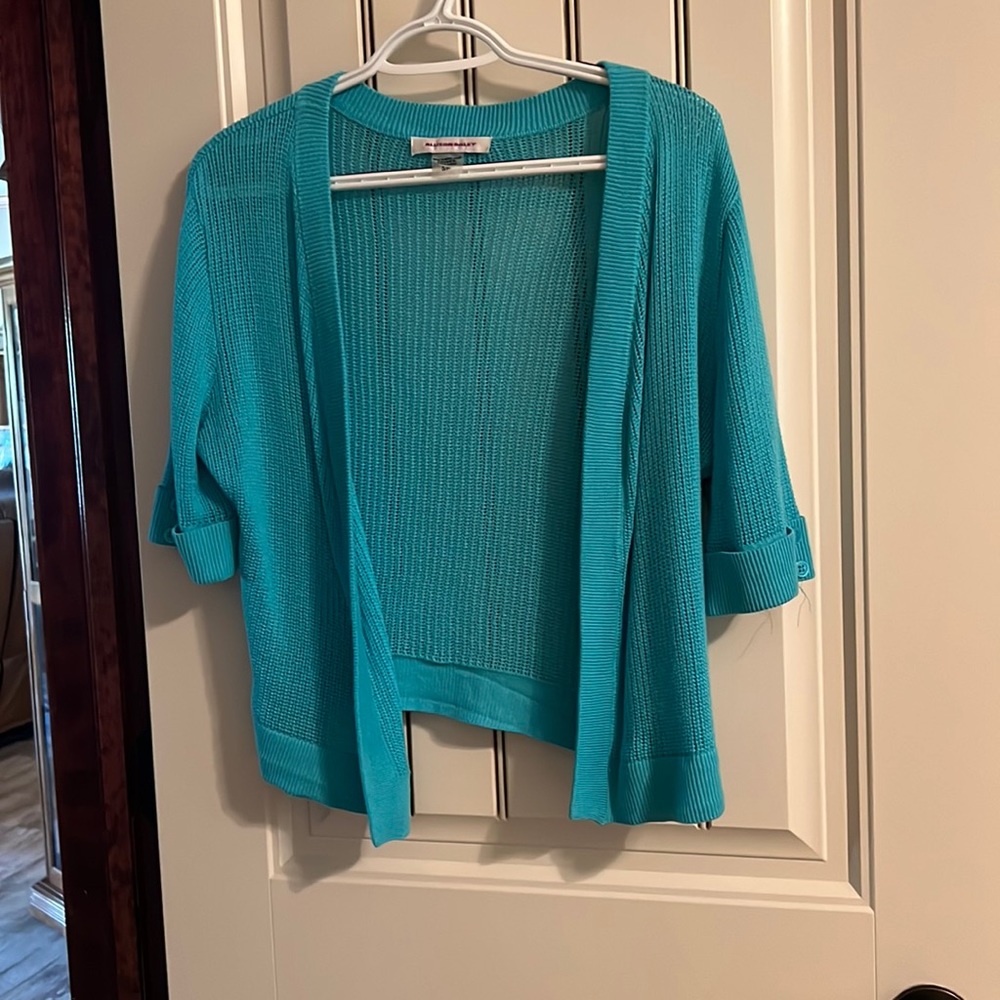 Allison Dailey Shrug in a Pretty Turquoise.  Almost new, worn twice.
